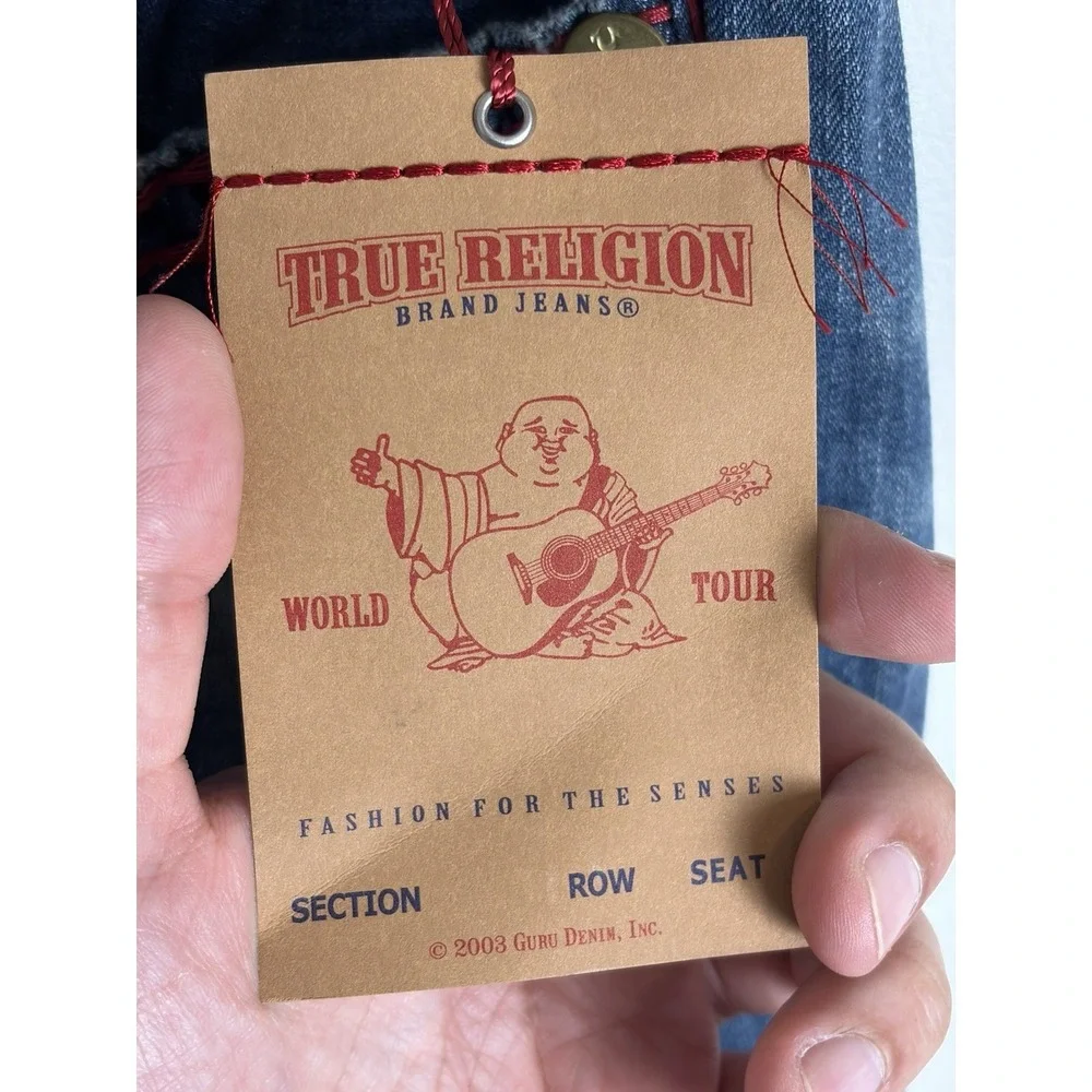 NWT!!! True Religion Ricky Flap T Jeans, Relaxed Straight, Sz 44 Red Stitching